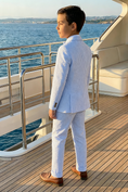 Cargar la imagen en la vista de la galería, Boys Light Blue Gingham Seersucker 2-Piece Suit
