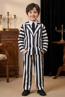 Boys Black & White Striped 2-Piece Suit