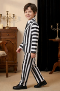 Load image into Gallery viewer, Boys Black & White Striped 2-Piece Suit
