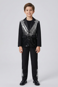 Load image into Gallery viewer, Black Sequined Single-Breasted 2-Piece Suit
