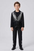 Black Sequined Single-Breasted 2-Piece Suit