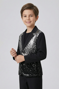 Load image into Gallery viewer, Black Sequined Single-Breasted 2-Piece Suit
