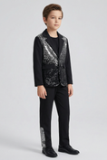 Load image into Gallery viewer, Black Sequined Single-Breasted 2-Piece Suit
