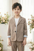 Bild in Galerie-Betrachter laden, Boys Taupe Textured 2-Piece Suit for Casual Weddings
