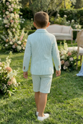 Gallery viewerに画像を読み込む, Boys Mint Seersucker Blazer & Shorts 2-piece Suit
