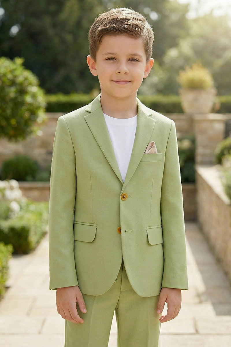 Boys Sage Green Linen 2-Piece Suit