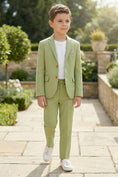 Load image into Gallery viewer, Boys Sage Green Linen 2-Piece Suit
