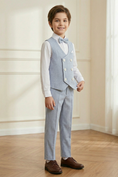 Load image into Gallery viewer, Light Blue-Gray Cotton-Linen Blend Double-Breasted 2-Piece Set
