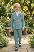 Bild in Galerie-Betrachter laden, Mint Green Striped Seersucker Double-Breasted 2-Piece Suit
