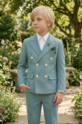 Bild in Galerie-Betrachter laden, Mint Green Striped Seersucker Double-Breasted 2-Piece Suit
