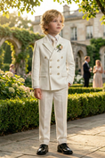 Load image into Gallery viewer, Off-White Cotton-Linen Blend Double-Breasted 2-Piece Suit
