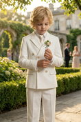 Load image into Gallery viewer, Off-White Cotton-Linen Blend Double-Breasted 2-Piece Suit
