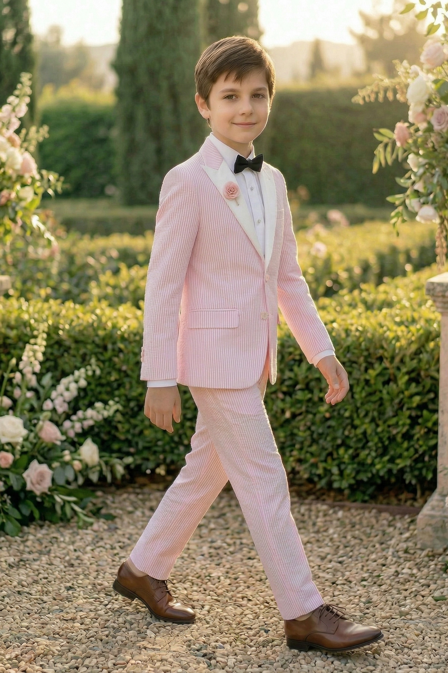 Pink And White Striped Seersucker 2-Piece Suit