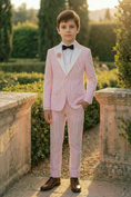 Charger l'image dans la visionneuse de la galerie, Pink And White Striped Seersucker 2-Piece Suit
