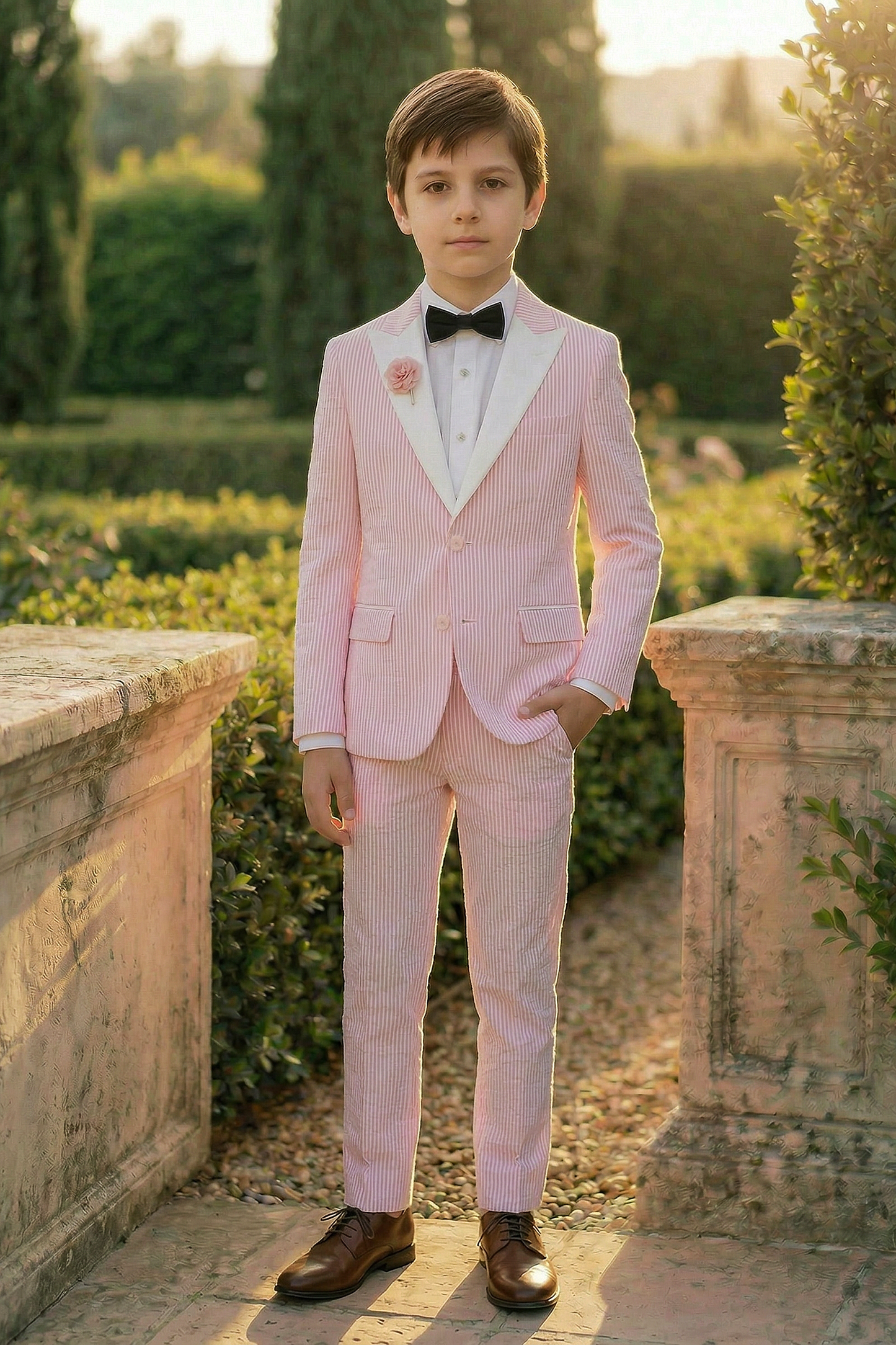 Pink And White Striped Seersucker 2-Piece Suit