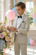 Cargar la imagen en la vista de la galería, Beige Polka Dot Cotton-Linen Blend 2-Piece Suit
