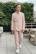 Load image into Gallery viewer, Light Pink Cotton-Linen Blend Notch Lapels Two-Piece Suit
