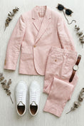 Load image into Gallery viewer, Light Pink Cotton-Linen Blend Notch Lapels Two-Piece Suit

