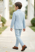 Load image into Gallery viewer, Boys Sky Blue Herringbone Double-Breasted 2-piece Suit
