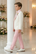 Load image into Gallery viewer, Boys Ivory & Pink Tuxedoe 3-Piece Suit

