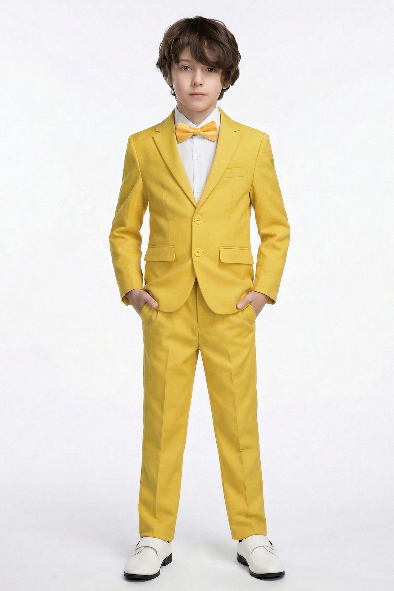 Bright Yellow Single-Breasted 2-Piece Suit