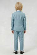 Load image into Gallery viewer, Gray-Blue Cotton And Linen Blend Double-Breasted 2-Piece Suit
