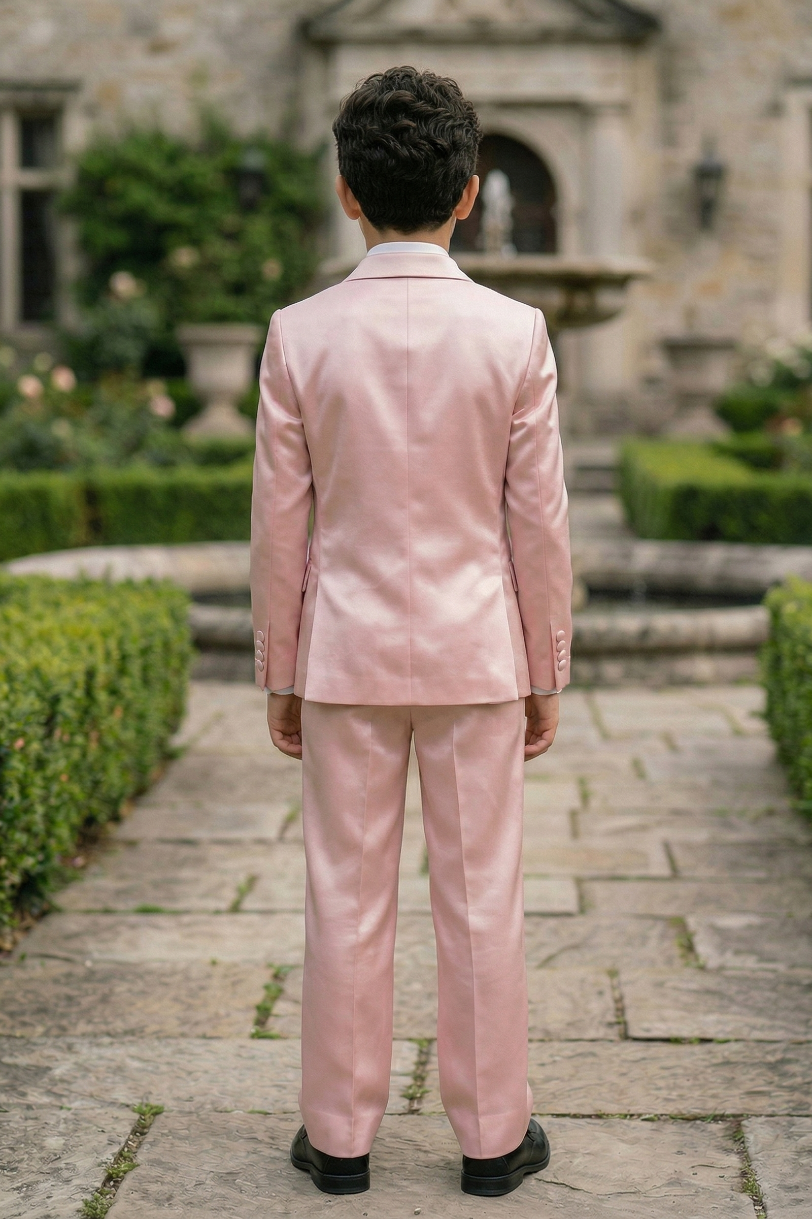 Light Pink Satin Double-Breasted 2-Piece Suit