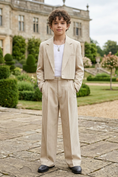 Bild in Galerie-Betrachter laden, Beige Striped Cotton-Linen Blend Short 2-Piece Suit
