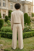 Bild in Galerie-Betrachter laden, Beige Striped Cotton-Linen Blend Short 2-Piece Suit
