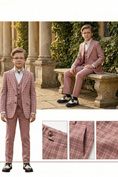 Load image into Gallery viewer, Gray-Pink Plaid Single-Breasted 3-Piece Suit

