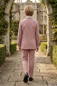Load image into Gallery viewer, Gray-Pink Plaid Single-Breasted 3-Piece Suit
