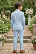 Load image into Gallery viewer, Boys Sky Blue Double-Breasted 2-piece Suit
