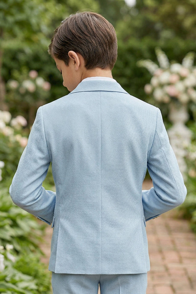 Boys Sky Blue Double-Breasted 2-piece Suit