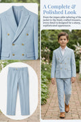 Load image into Gallery viewer, Boys Sky Blue Double-Breasted 2-piece Suit
