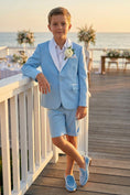 Load image into Gallery viewer, Boys Sky Blue Blazer & Shorts 2-piece Suit
