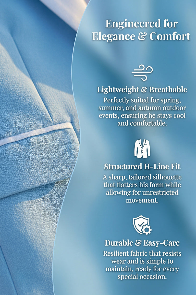 Boys Sky Blue Blazer & Shorts 2-piece Suit