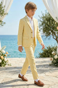 Load image into Gallery viewer, Boys Pale Yellow Linen-Blend 2-piece Suit
