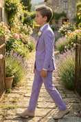 Cargar la imagen en la vista de la galería, Boys Lavender Linen-Blend 2-piece Suit

