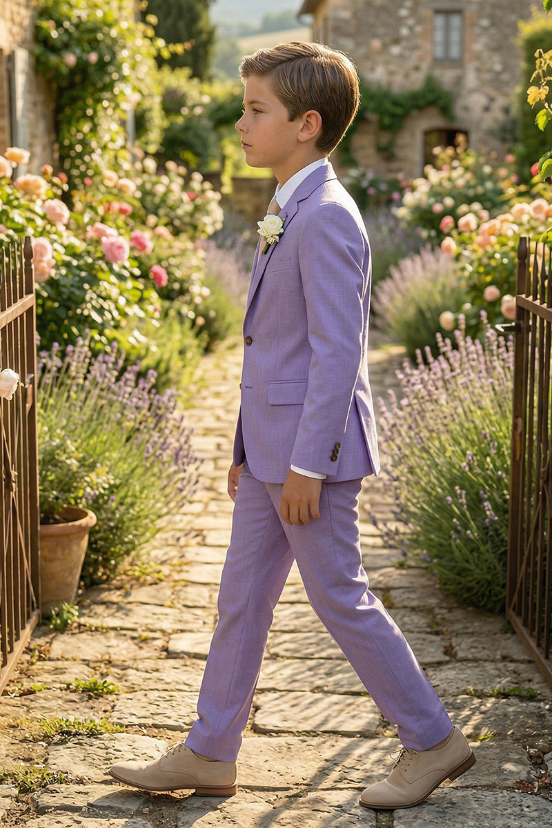 Boys Lavender Linen-Blend 2-piece Suit