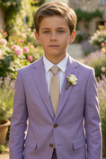 Cargar la imagen en la vista de la galería, Boys Lavender Linen-Blend 2-piece Suit
