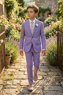 Boys Lavender Linen-Blend 2-piece Suit