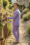 Cargar la imagen en la vista de la galería, Boys Lavender Linen-Blend 2-piece Suit
