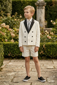 Load image into Gallery viewer, Black And White Cotton And Linen Blend Double-Breasted 2-Piece Suit
