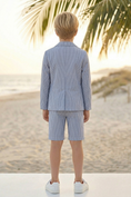 Load image into Gallery viewer, Dark Blue Striped Seersucker Single-Breasted 2-Piece Suit
