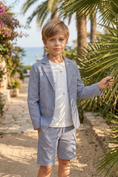 Load image into Gallery viewer, Dark Blue Striped Seersucker Single-Breasted 2-Piece Suit
