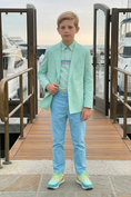 Load image into Gallery viewer, Mint Green And Tiffany Blue Double-Breasted 2-Piece Suit
