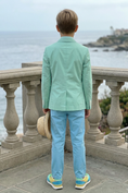 Load image into Gallery viewer, Mint Green And Tiffany Blue Double-Breasted 2-Piece Suit
