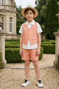 Bild in Galerie-Betrachter laden, Light Orange Cotton-Linen Blend V-Neck Vest 2-Piece Set
