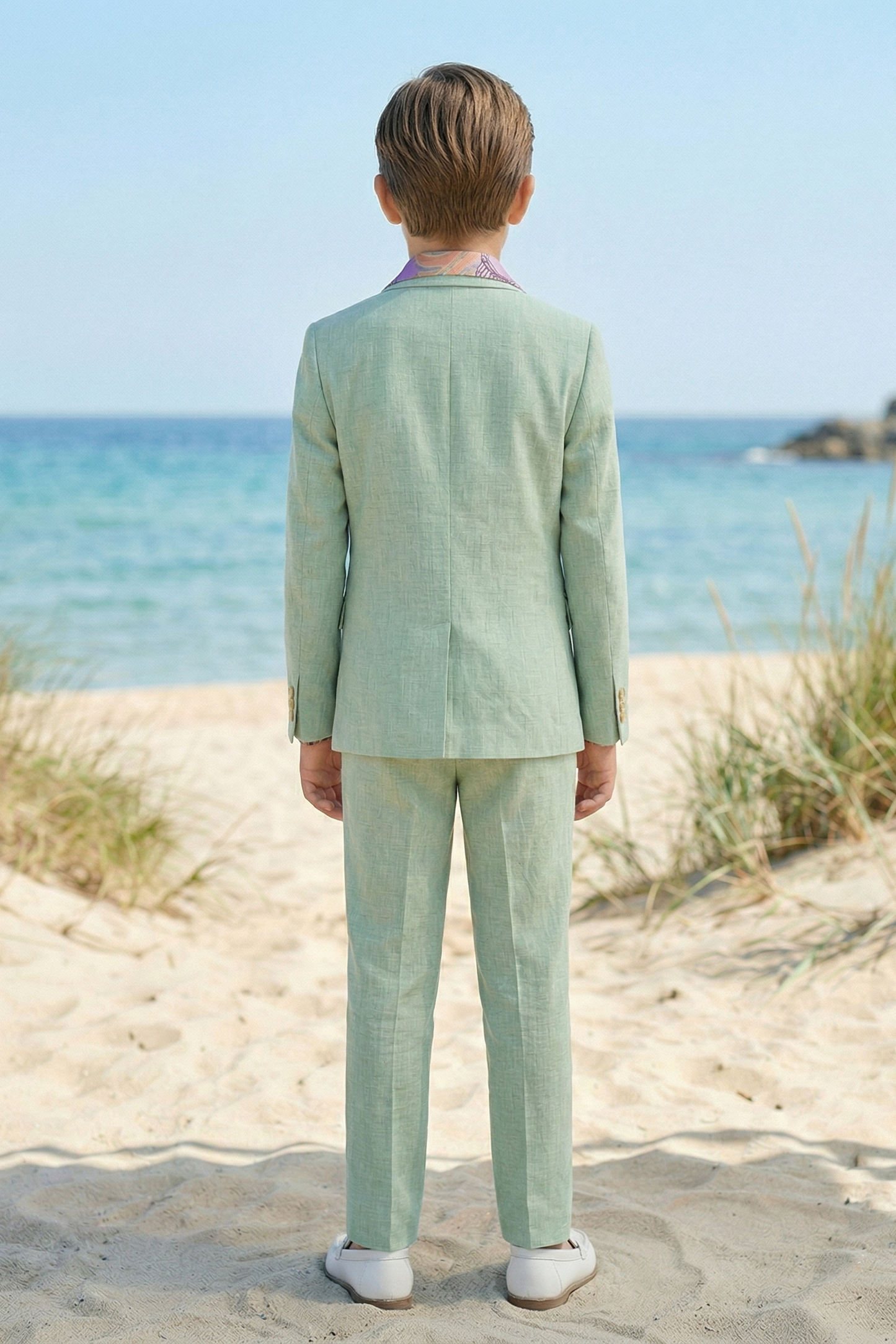 Mint Green Cotton-Linen Blend Double-Breasted 2-Piece Suit