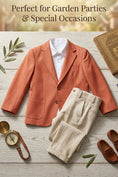 Gallery viewerに画像を読み込む, Boys Coral Linen Blazer & Beige Linen Trousers 2-piece Suit
